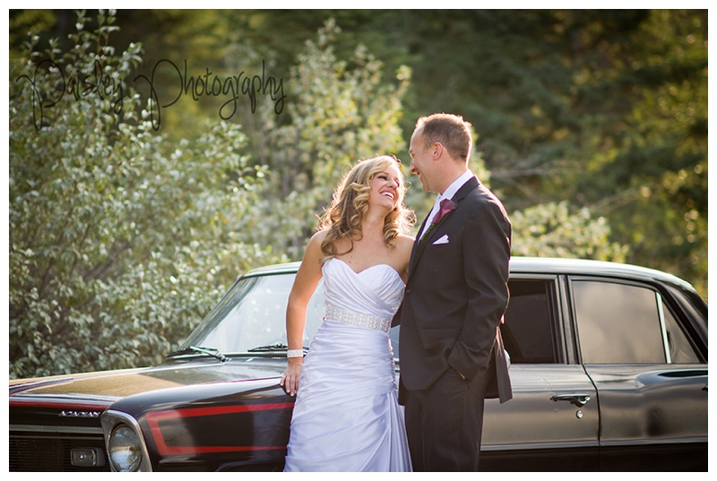 Bride & Groom With Antique Car Canmore