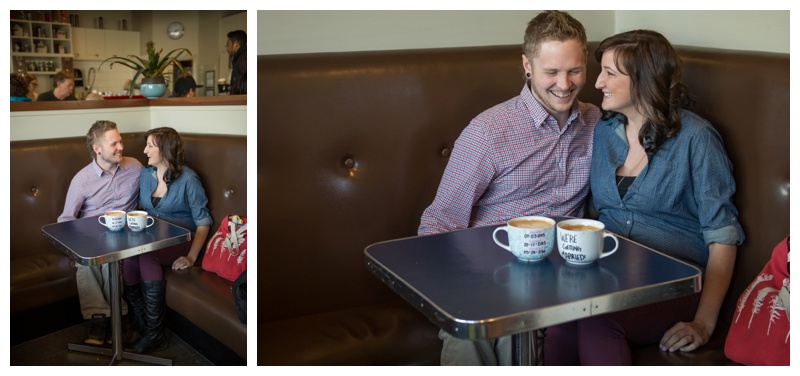 Coffee Shop Engagement Photos Calgary 