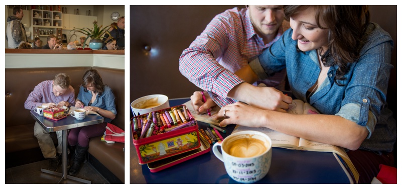 Coffee Shop Engagement Photos Calgary 