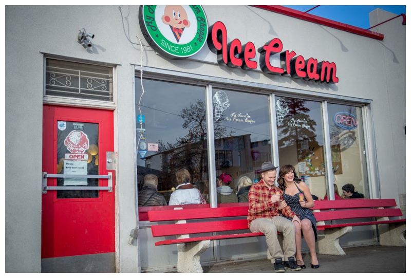 My Favourite Ice-cream Shop Calgary  Engagement Photos 