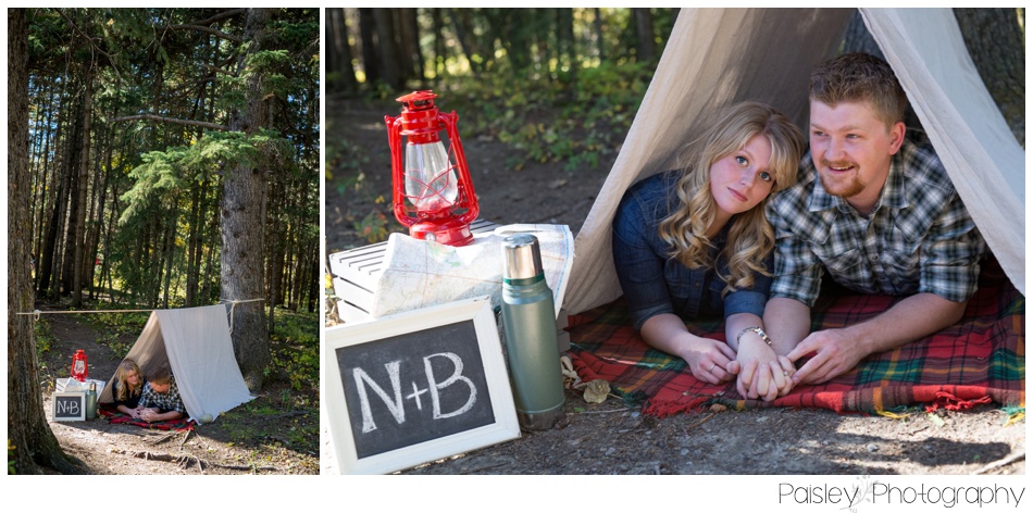 Camping Themed Engagement Photography Calgary