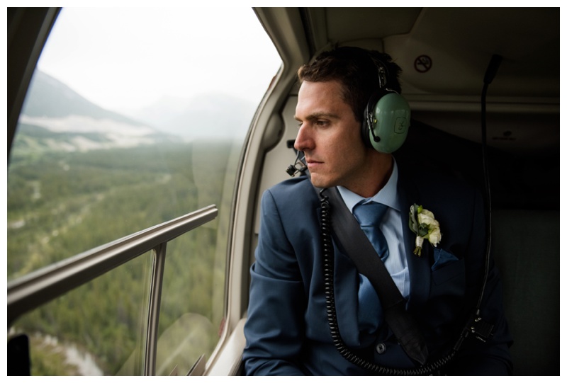 Groom In Helicopter - Canmore Wedding Photos 