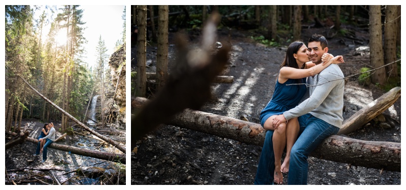 Waterfall Engagement Photography Kananaskis