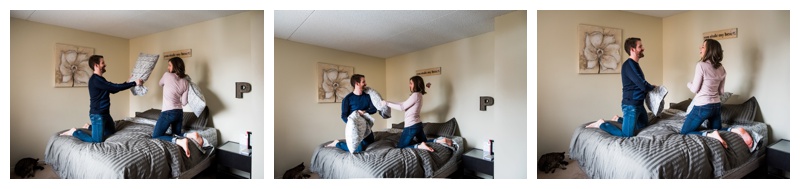 Pillow Fight Engagement Photos Calgary 