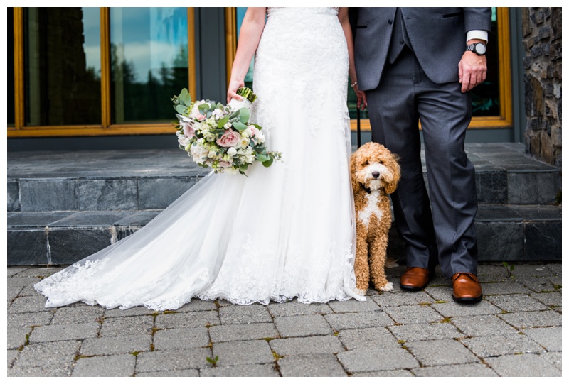 Bride & Groom with Dog Wedding Photos Calgary