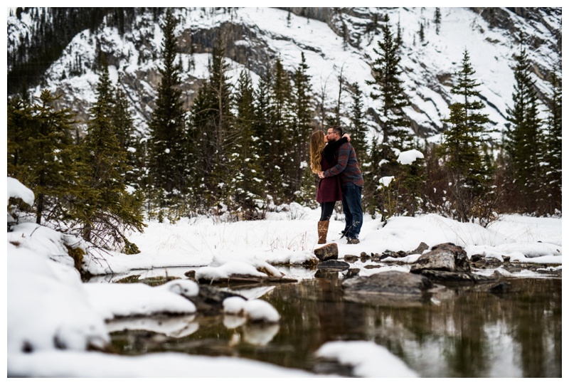 Winter Mountain Engagement Photos Canmore