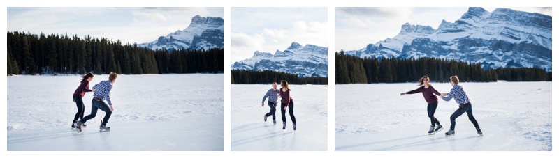 Ice Skating Engagement Photos Banff Alberta