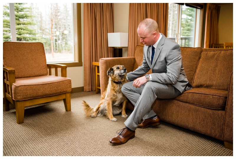 Groom Prep With Dog - Canmore Wedding