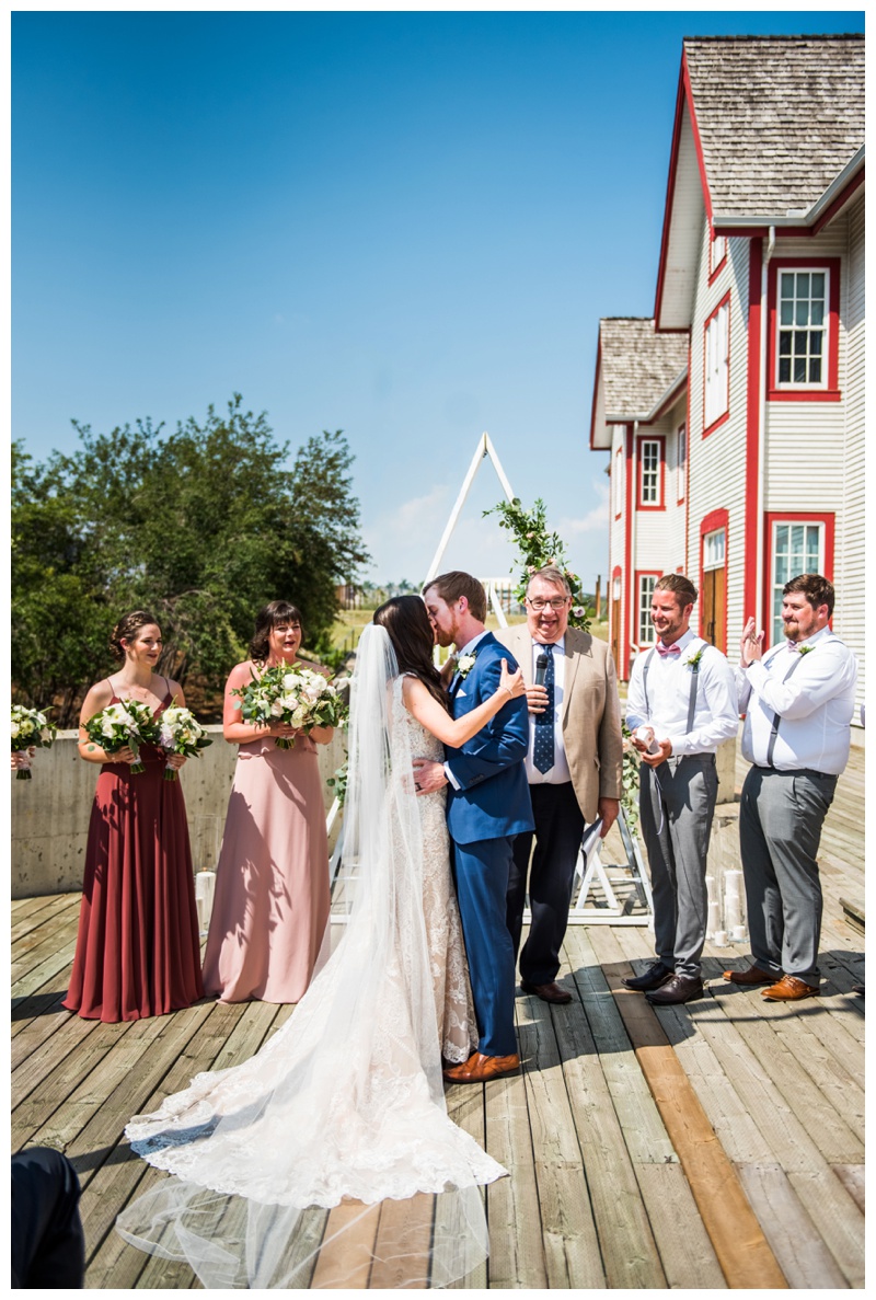 First Kiss - Fort Calgary Wedding Ceremony