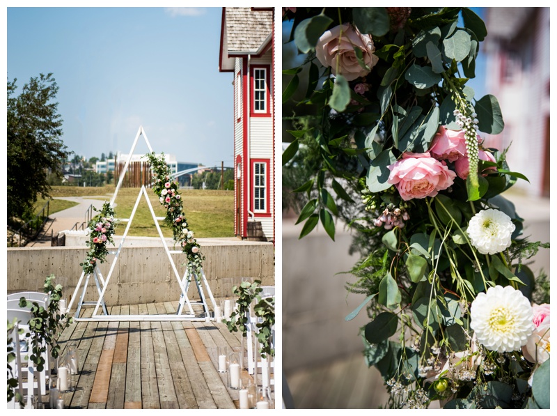 Triangle Wedding Arch - Fort Calgary Wedding Ceremony