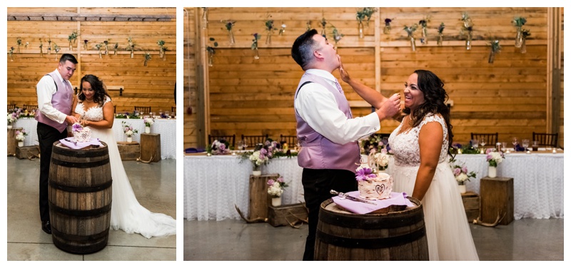 Cake Cutting Wedding Photos - Willow Lane Barn