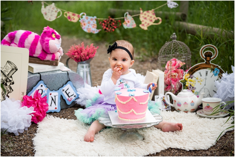 Calgary 1st Birthday Cake Smash Photographer - Alice in Wonderland