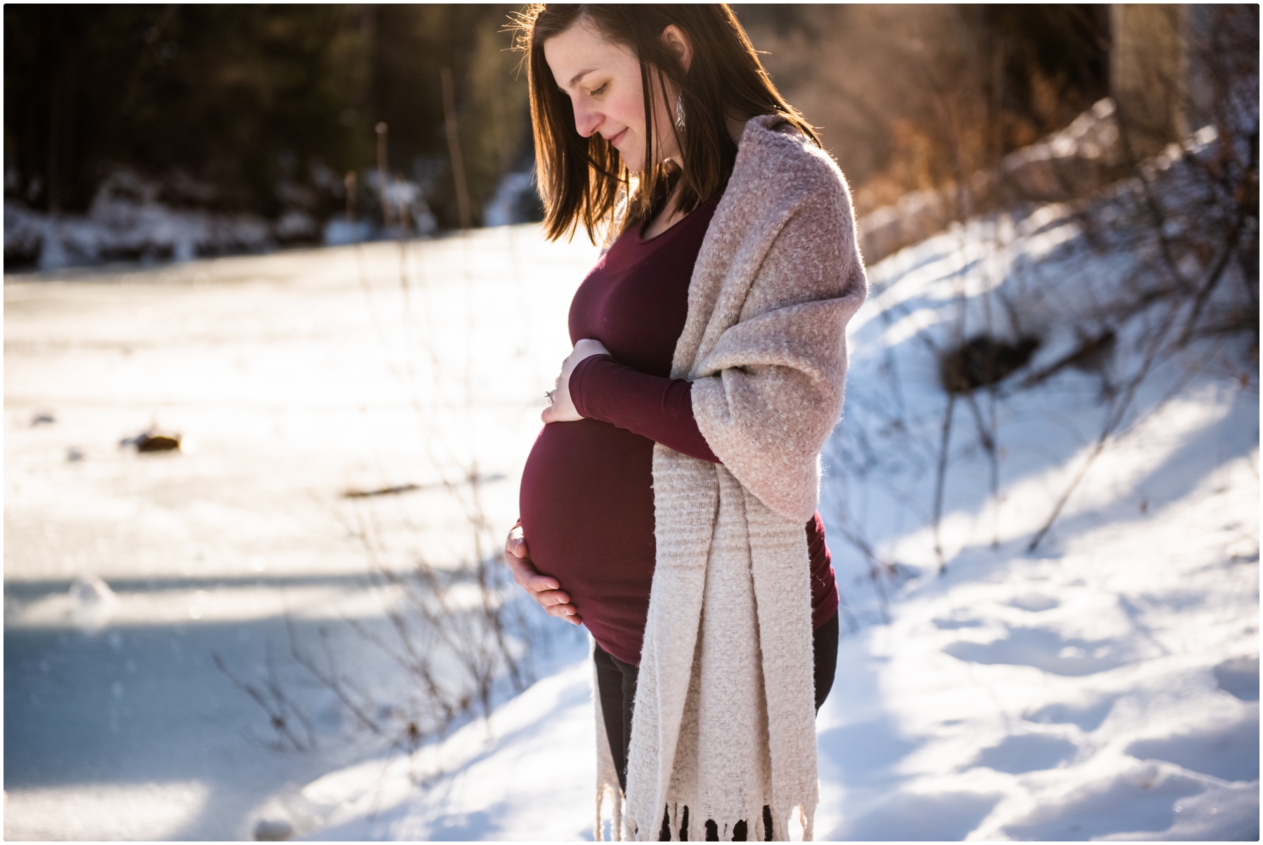 Calgary Fish Creek Park Winter Maternity Photographer