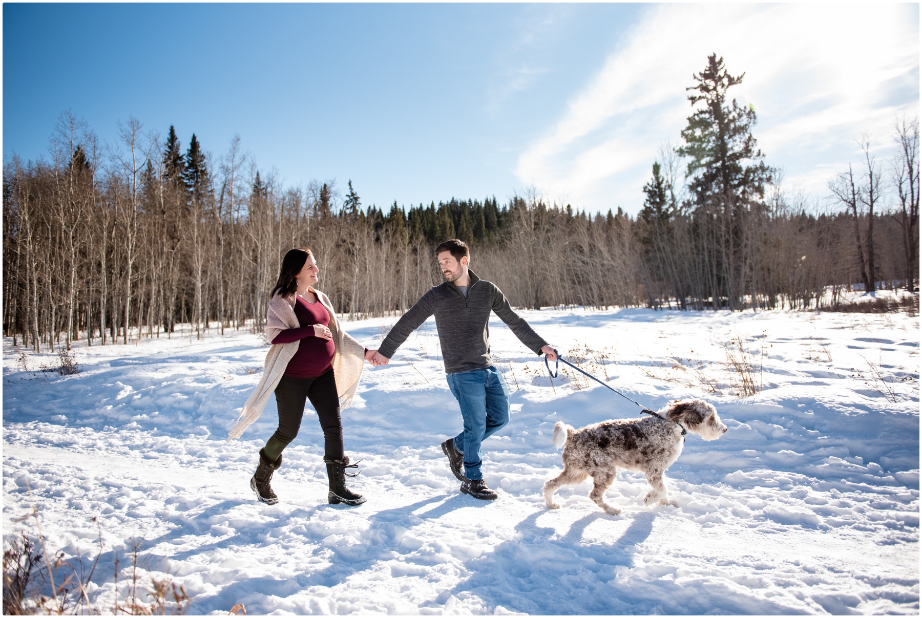 Calgary Fish Creek Park Winter Maternity Photographers