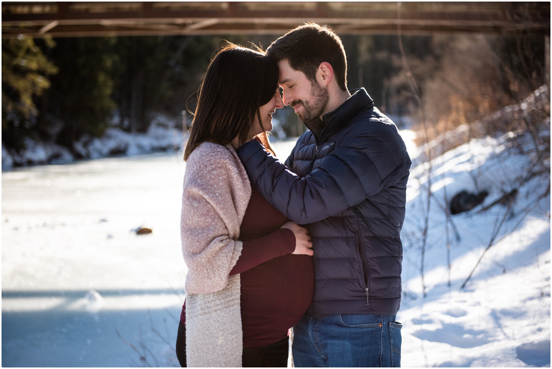 Calgary Fish Creek Park Winter Maternity Photography