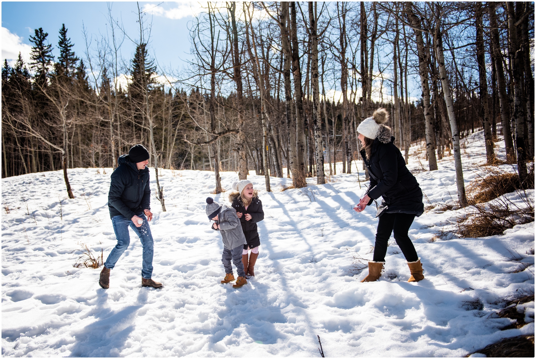 Calgary Snowball Fight Family Session