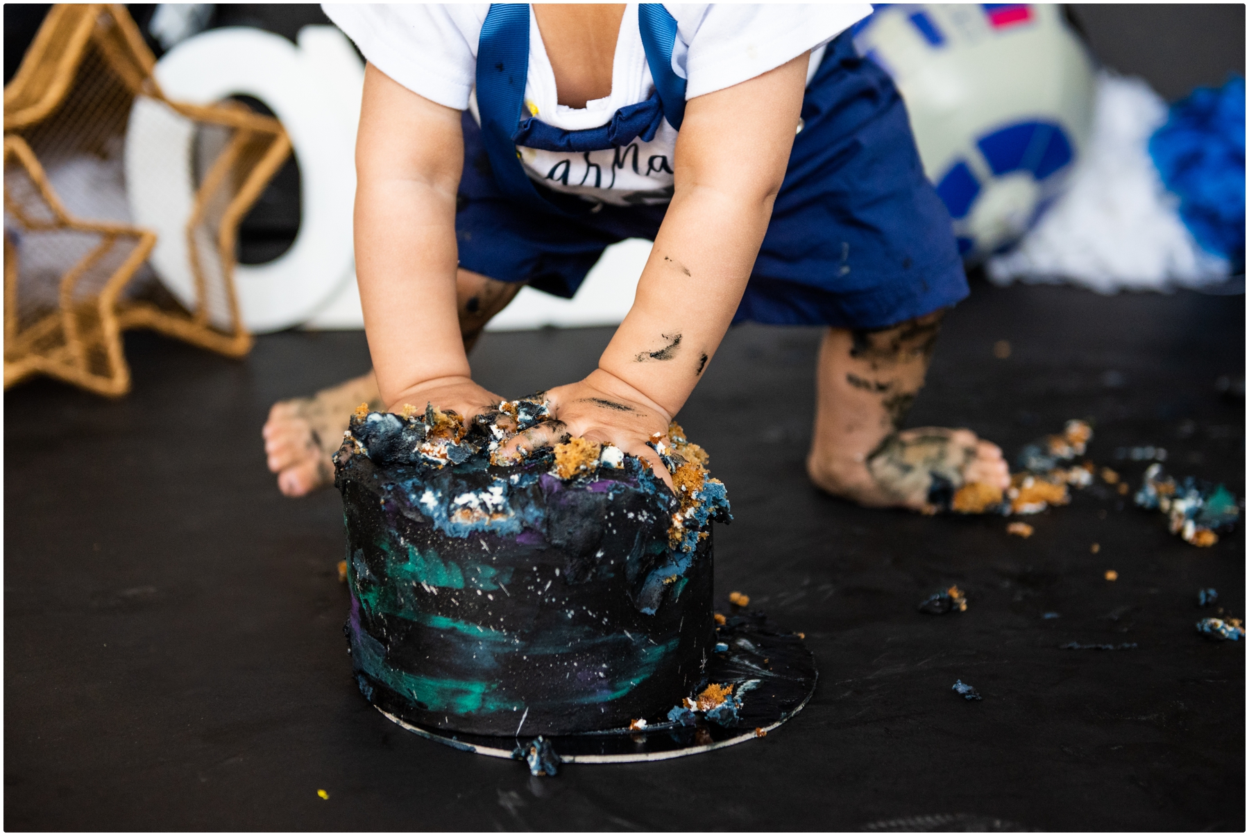 First Birthday Cake Smash Photographer Calgary - Star Wars Cake Smash