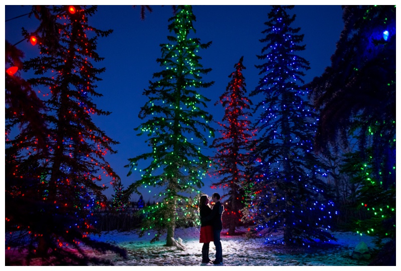 Christmas Light Engagement Photography Calgary