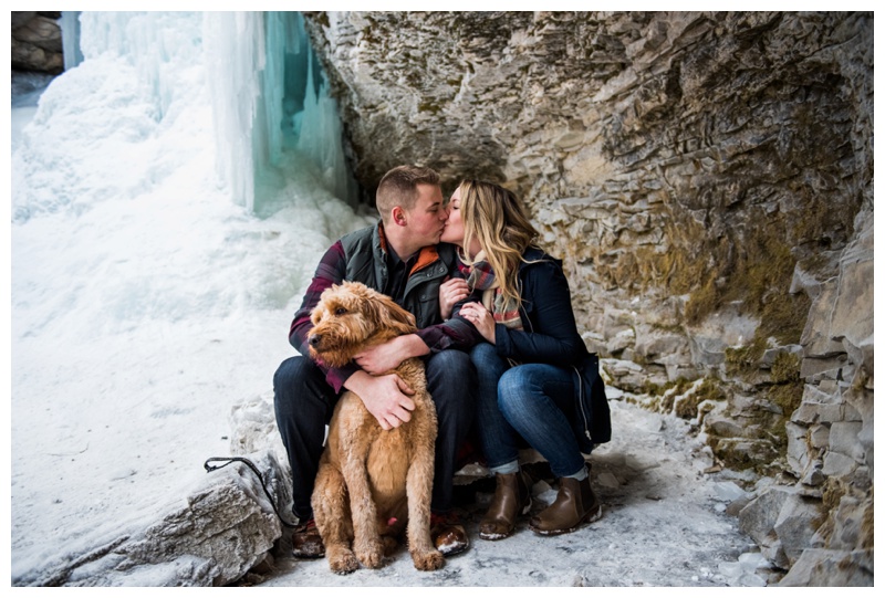 Canmore Waterfall Engagement Photos