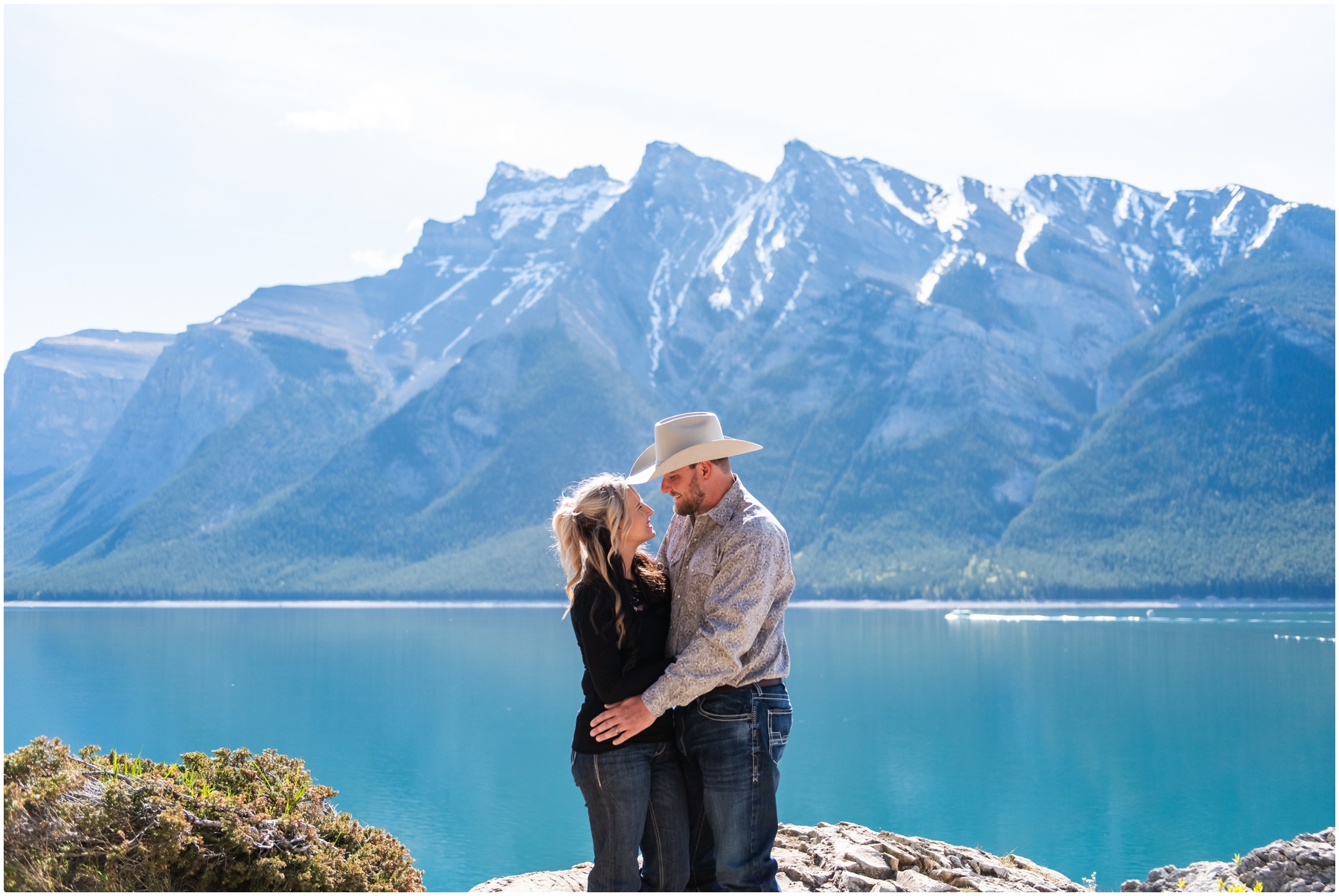 Banff Lake Minniwanka Spring Couple Photography